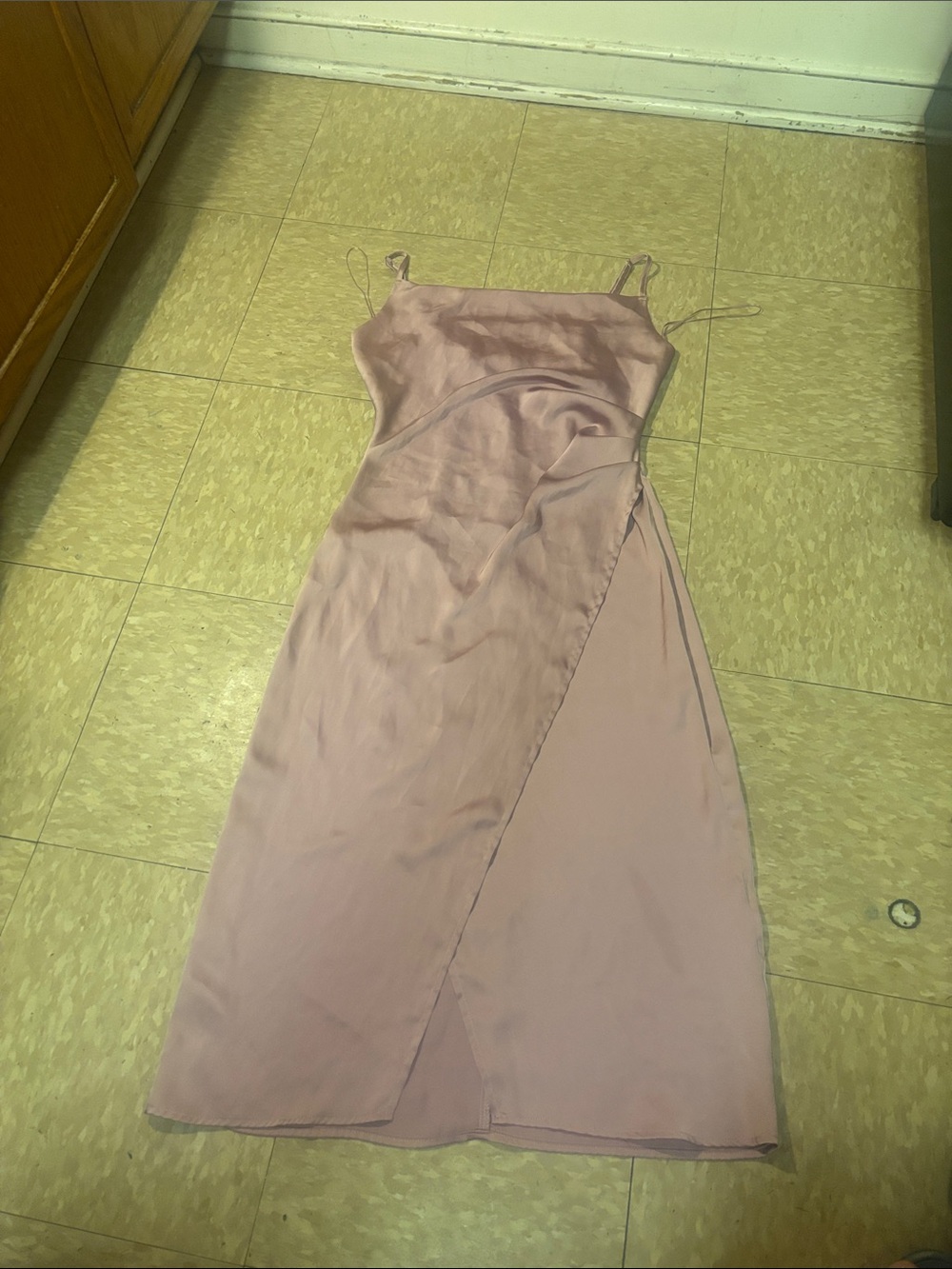 re:named Dusty Rose Slip Wrap Midi Dress